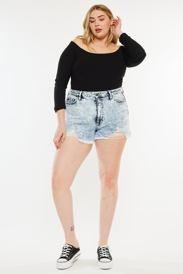 Kancan Distressed High Waist Denim Shorts