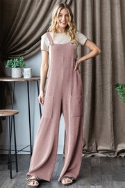 Ribbed Front Pocket Sleeveless Jumpsuit