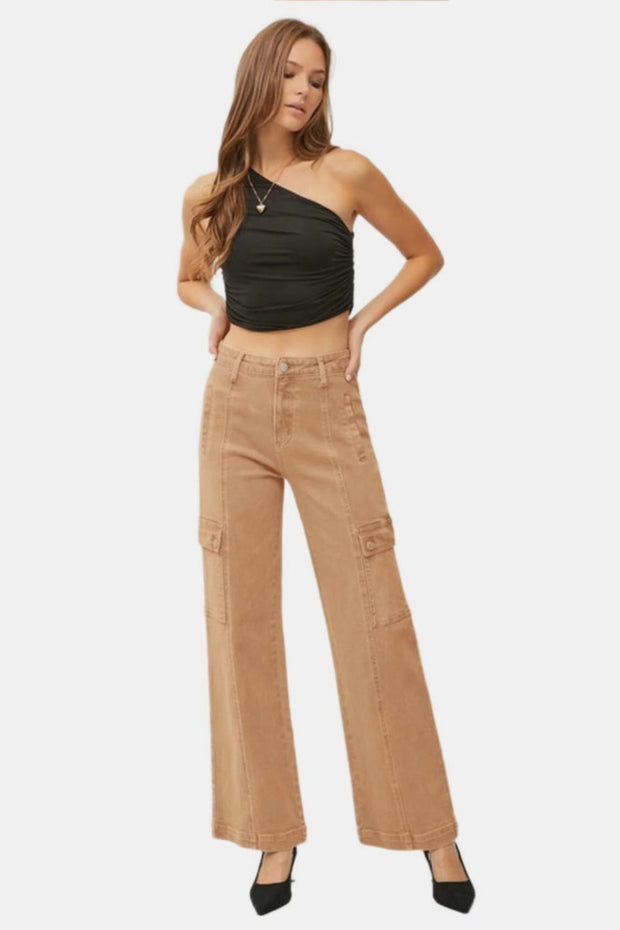 RISEN High Rise Wide Leg Cargo Jeans