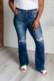 JUDY BLUE Mila Mid Rise Distressed Bootcut Jeans