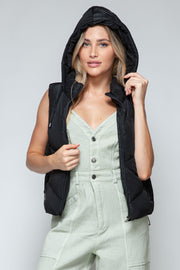 Zip Up Quilted Hooded Vest