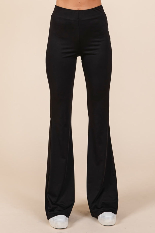 Stretchy Soft Elastic Waist Flare Pants