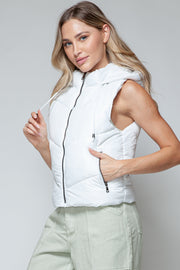 Zip Up Quilted Hooded Vest