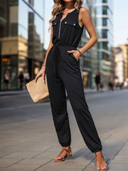 Pre order Half Zip Sleeveless Jumpsuit with Pockets