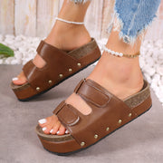 Leather Studded Platform Sandals