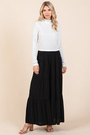 Tier Detail Smocked Elastic Waist Wide Leg Pants