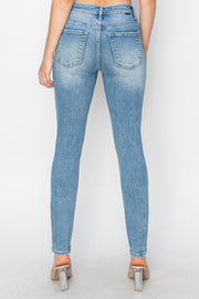 Risen High Rise Knee Distressed Skinny Jeans