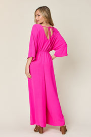 Surplice Wide Leg Jumpsuit with Pockets