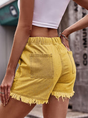 PREORDER Drawstring Raw Hem Denim Shorts 13 Colors