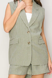 Single-Breasted Sleeveless Suit and Shorts Set