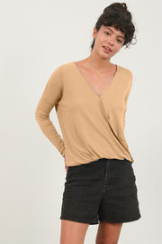 Draped Drop Shoulder Long Sleeve Top