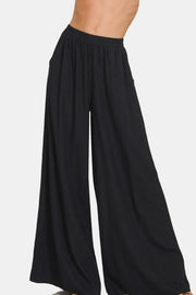 Pleated Linen Blend Wide Leg Pants