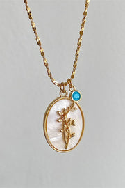 Birth Flower Shell Pendant Copper Necklace