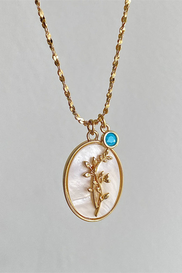 Birth Flower Shell Pendant Copper Necklace