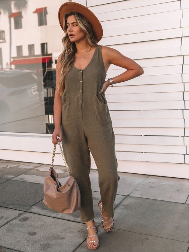 PREORDER Scoop Neck Wide Strap Jumpsuit