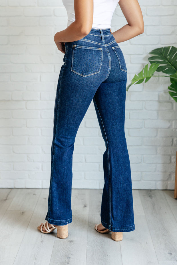 JUDY BLUE Mavis High Rise Side Seam Detail Flare Jeans