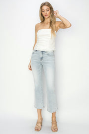 RISEN Mid Rise Cropped Flare Jeans