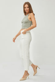 RISEN High Waist Rolled Hem Straight Jeans