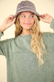 Mineral Washed Oversized Sweatshirt Mini Dress