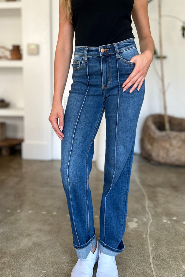 Judy Blue High Waist Front Seam Detail Straight Jeans