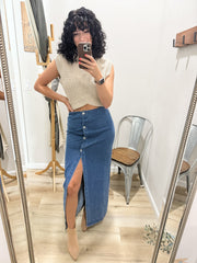 Every Whisper Slit Denim Maxi