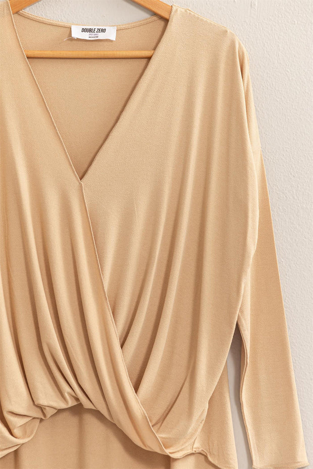 Draped Drop Shoulder Long Sleeve Top