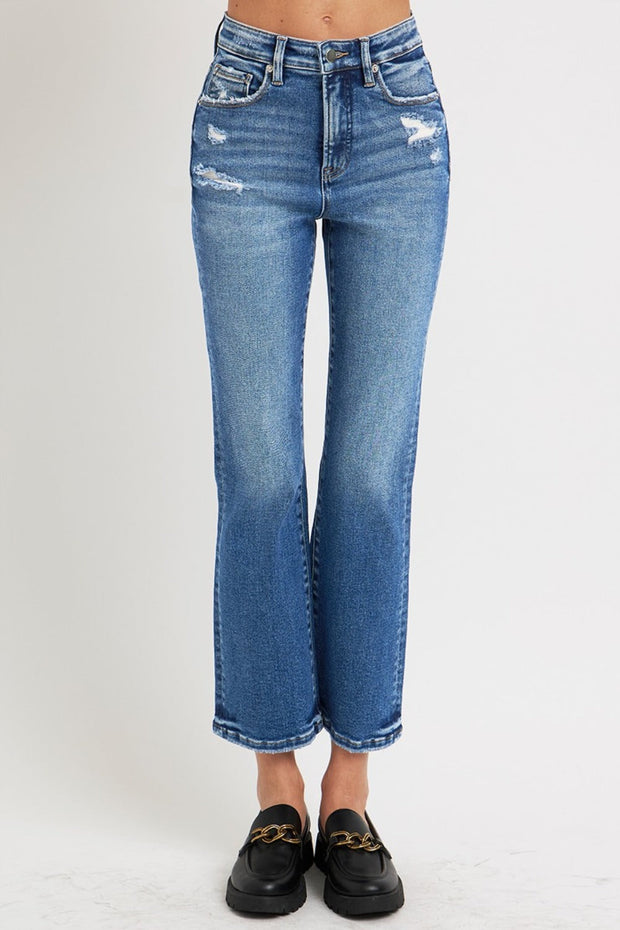 RISEN Tummy Control High Rise Crop Bootcut Jeans