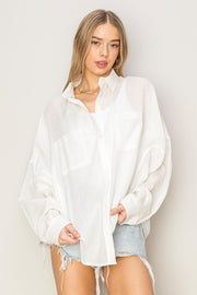 Button Up Drop Shoulder Shirt