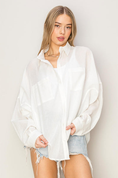 Button Up Drop Shoulder Shirt