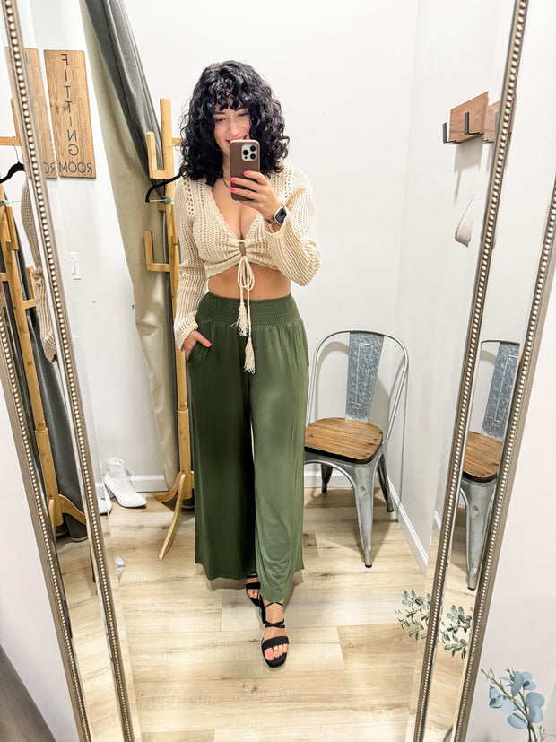 Let’s Be Friends Palazzo Pants Army Green