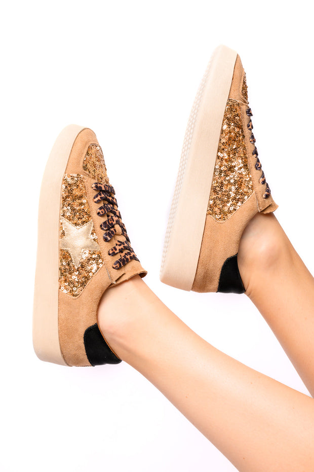 CORKYS Another Round Sneakers in Gold Sequins