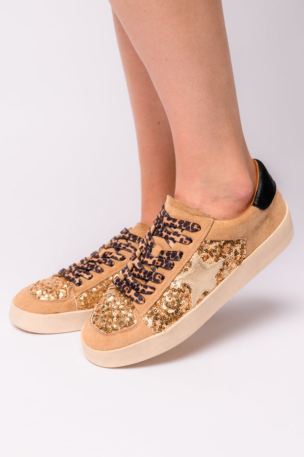 CORKYS Another Round Sneakers in Gold Sequins