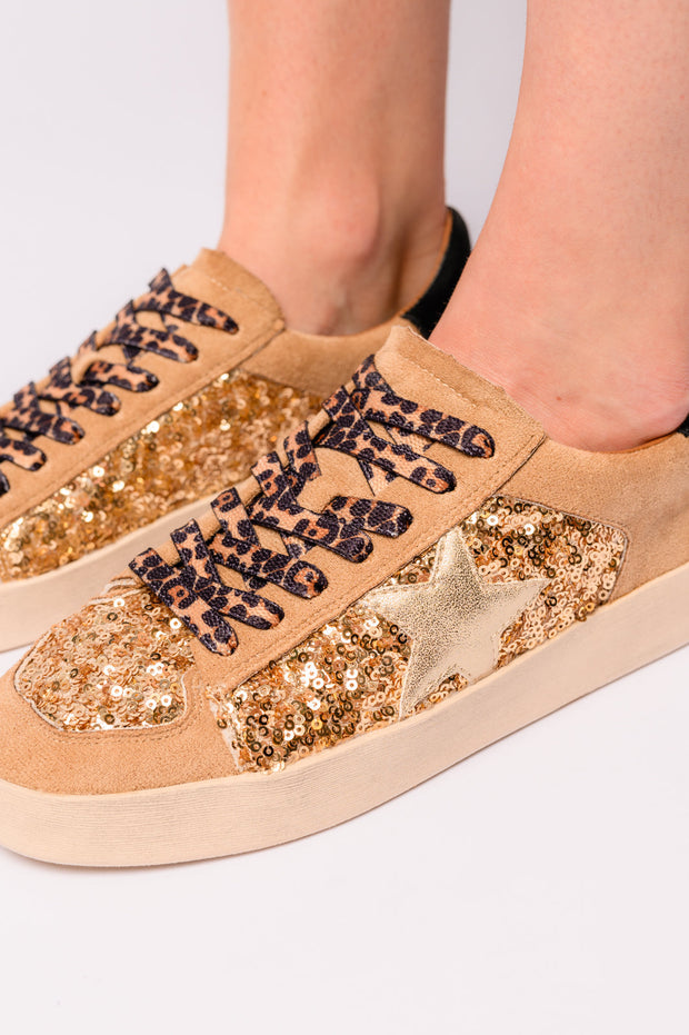 CORKYS Another Round Sneakers in Gold Sequins