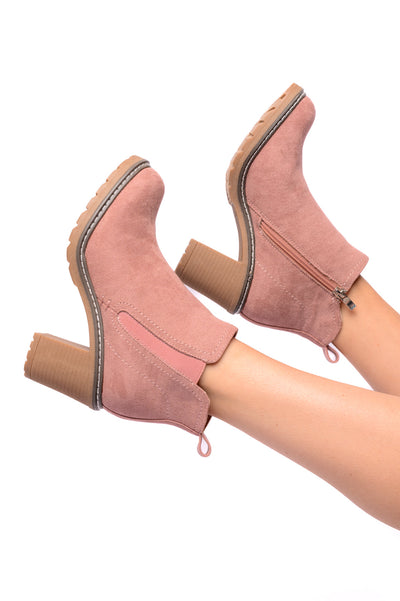 CORKYS Bite Me Bootie in Blush Faux Suede