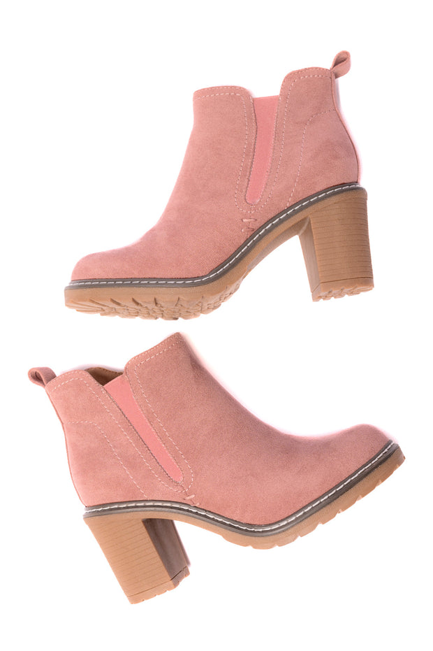 CORKYS Bite Me Bootie in Blush Faux Suede