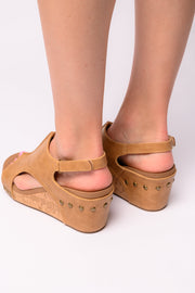 CORKYS Carley Wedge Sandals in Caramel Smooth