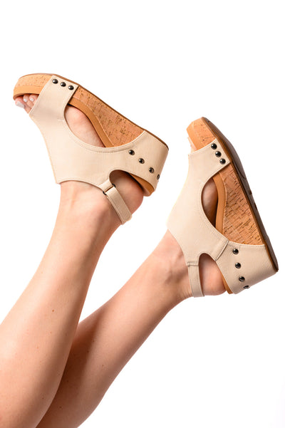 CORKYS Carley Wedge Sandals in Cream