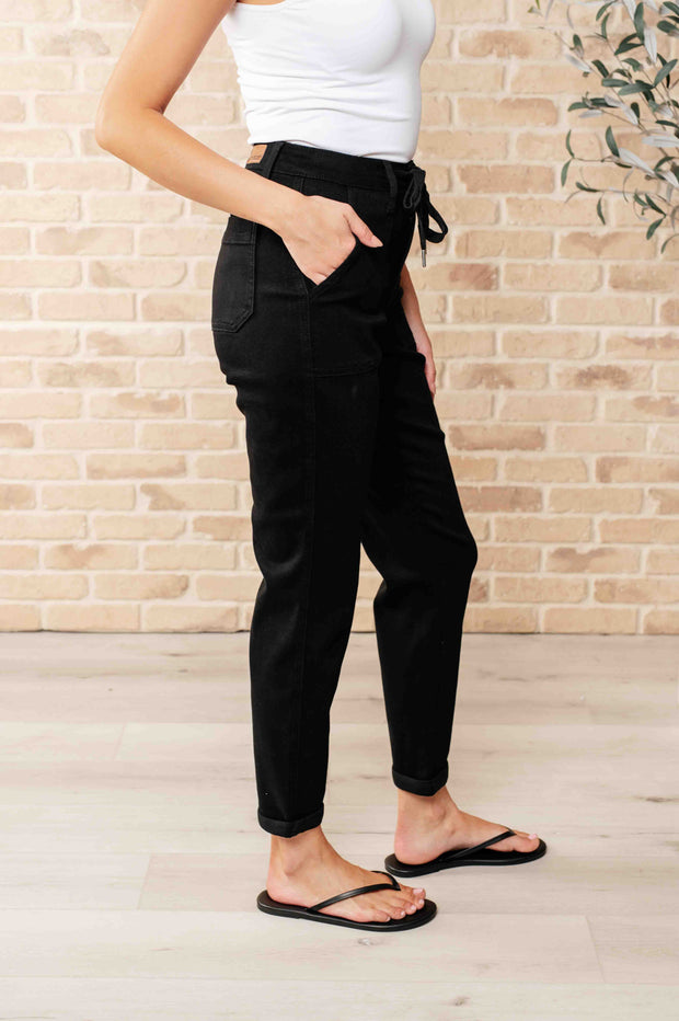 Judy blue Carmen Double Cuff Joggers in Black