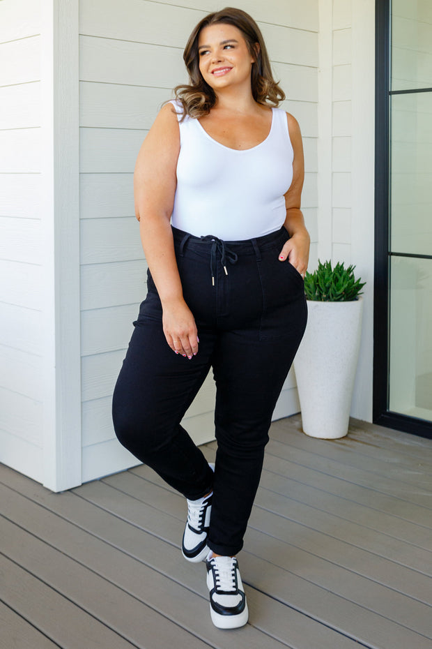 Judy blue Carmen Double Cuff Joggers in Black