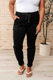 Judy blue Carmen Double Cuff Joggers in Black