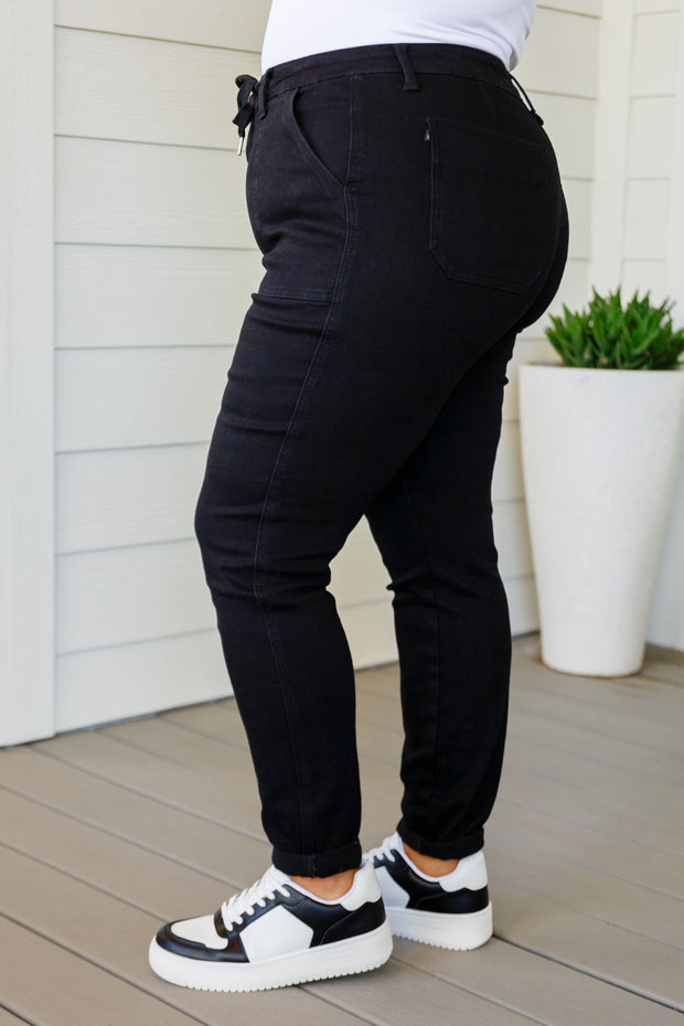 Judy blue Carmen Double Cuff Joggers in Black