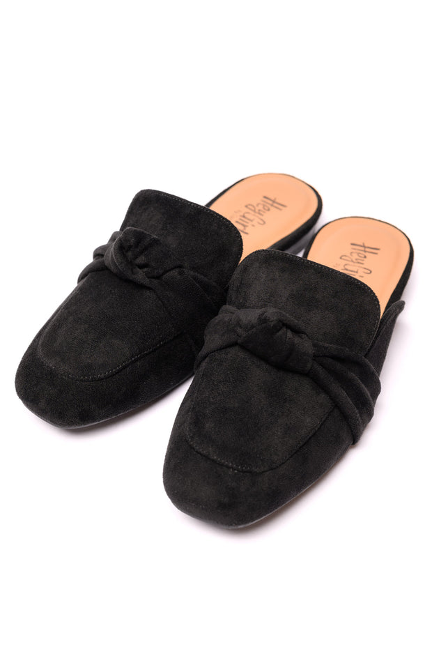 CORKYS Clingy Mules in Black Faux Suede