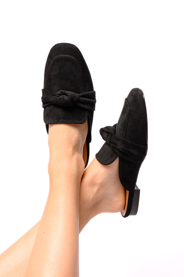 CORKYS Clingy Mules in Black Faux Suede