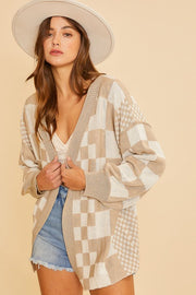 Playing Checkers Loose Fit Cardigan