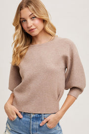 Elisa Puffed Sleeve Sweater Top