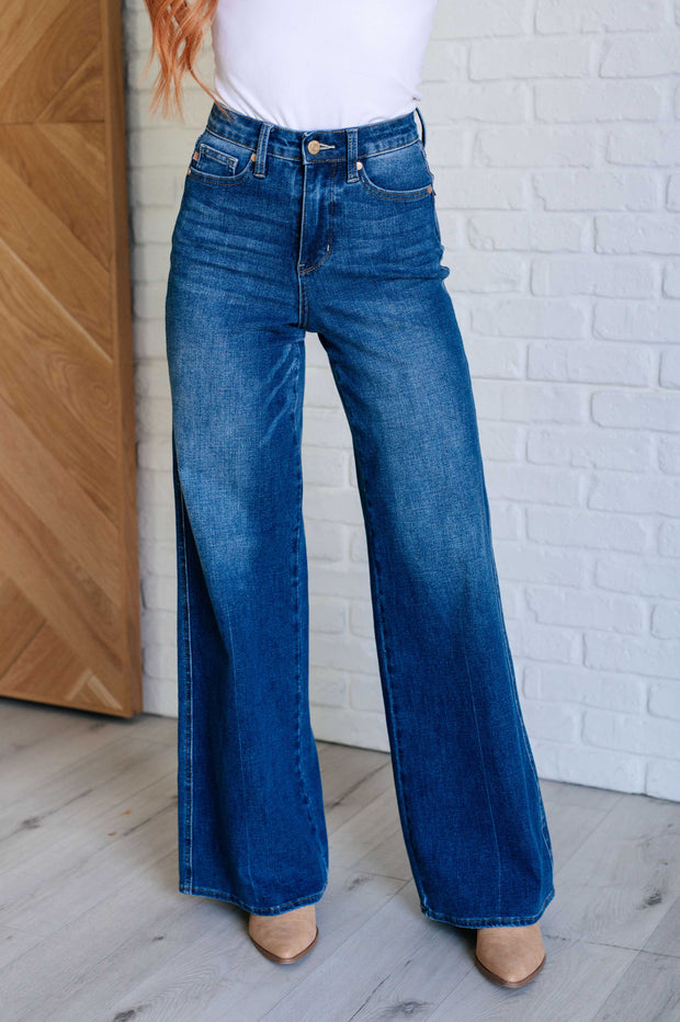 JUDY BLUE Eliza High Rise Control Top Retro Wide Leg Jeans