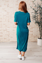 Keeping It Chill Drop Shoulder Maxi Dress in Teal