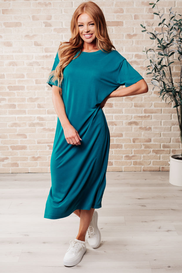 Keeping It Chill Drop Shoulder Maxi Dress in Teal