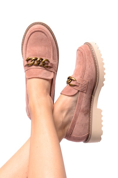 CORKYS Literally Loafers in Blush Faux Suede