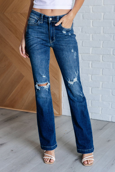 JUDY BLUE Mila Mid Rise Distressed Bootcut Jeans